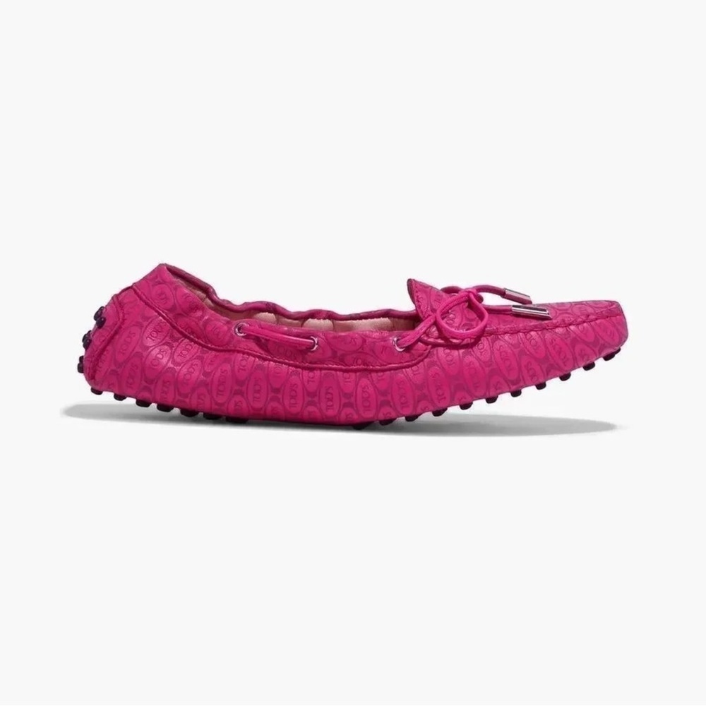Tod's Alber Elbaz Heaven Laccetto Embossed Leather Loafers Pink NWT - Picture 2 of 4